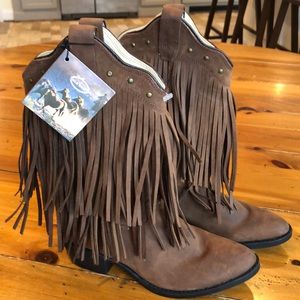 Old West Big-Girl Size 3 Fringed Boot